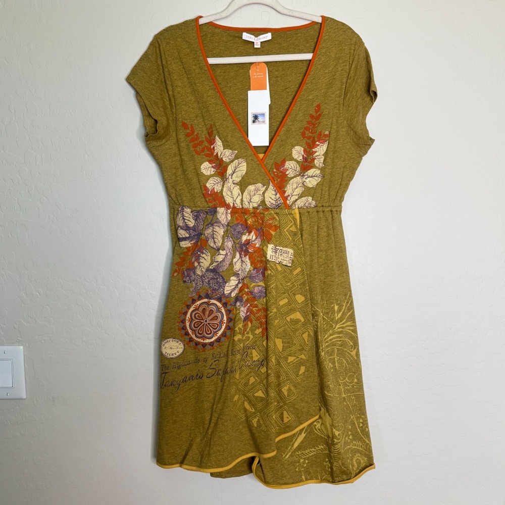Tori Richard Cotton Blend Dress XL Amber NWT Tanzania Safari Camp Faux Wrap
